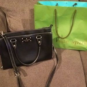 👜SALE Kate Spade Black large bag with white stitching straps